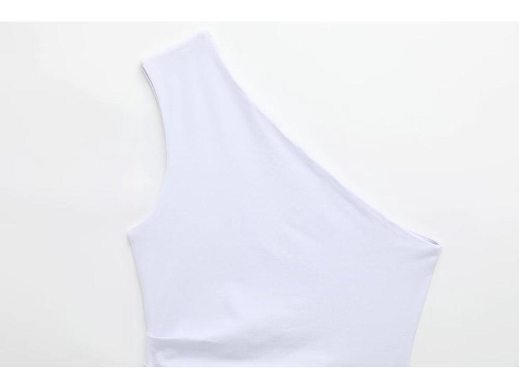 Spring 2025 Women's European & American Asymmetrical Off-Shoulder Blended Top