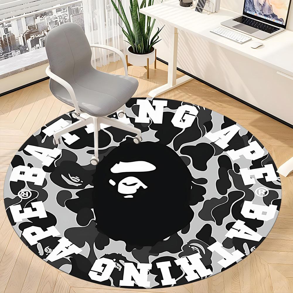 1 τεμ. Bape Camo Στρογγυλό Χαλί Γραφείου Ζώνης, Εσωτερικό Πατάκι Κατάλληλο Για Γραφείο, Κάτω Από Καρέκλες Γραφείου Υπνοδωμάτιο Σαλόνι Διακόσμηση Σπιτιού, Διακόσμηση Δωματίου