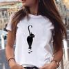 Cute Cat Animal Print T-shirt Round Neck Women's Blouse Fashion Women's Graphic Harajuku Aesthetics