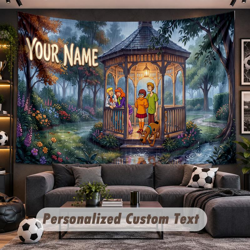 Scooby-Doo Personalized Tapestry Support Custom Name, Wall Art Home Decoration
