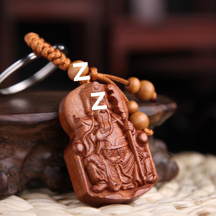 Peach Wood Qi Nan Car Keychain Pendant - Safe Trip Gift for Women