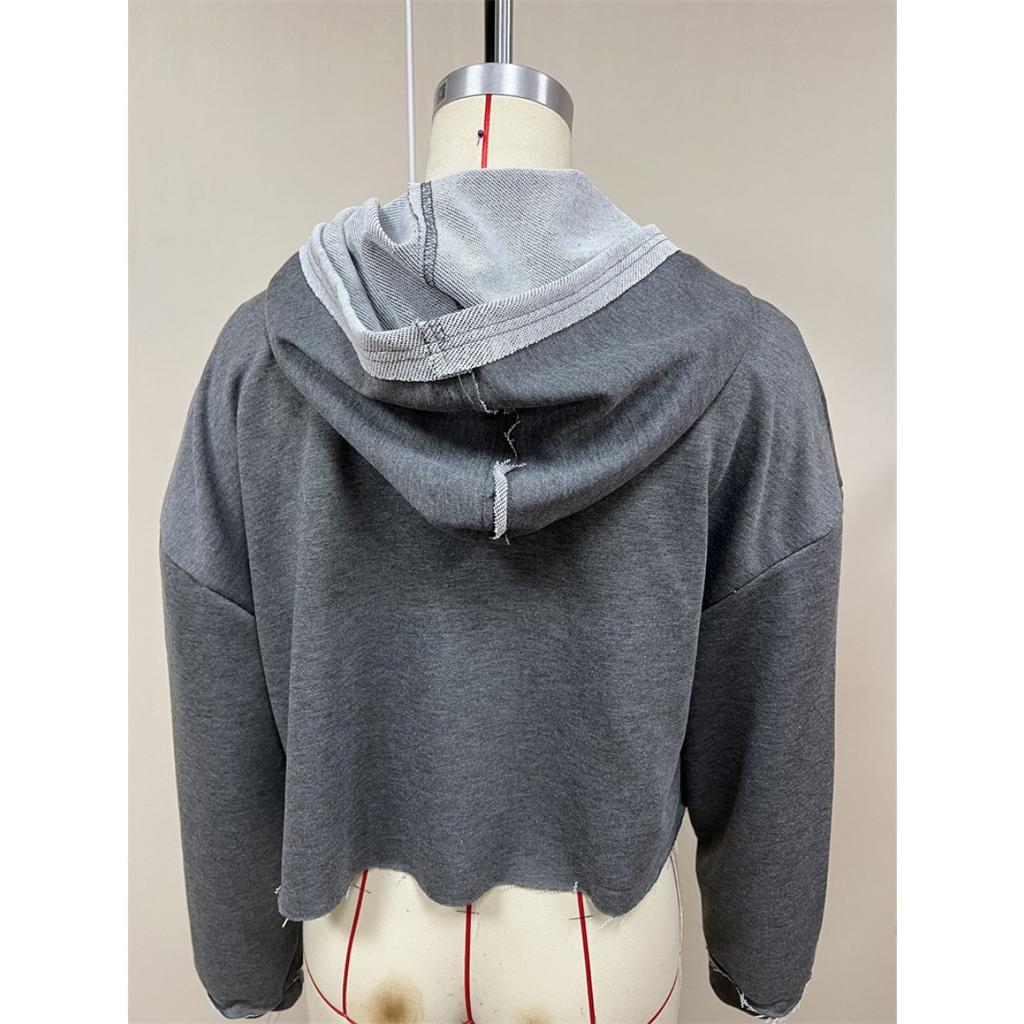 Fashionable Loose and Trendy Hooded Sweatshirt for Women In Spring and Autumn, Women's V-neck Top, Pullover Long Sleeved Shirt