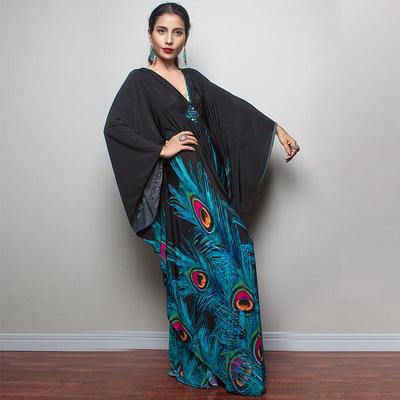 2021 pfau Cover-up Sexy Tiefem V-ausschnitt Sommer Strand Kleider Oberbekleidung Kaftan frauen Bademode Badeanzug Cover-up Robe q1289