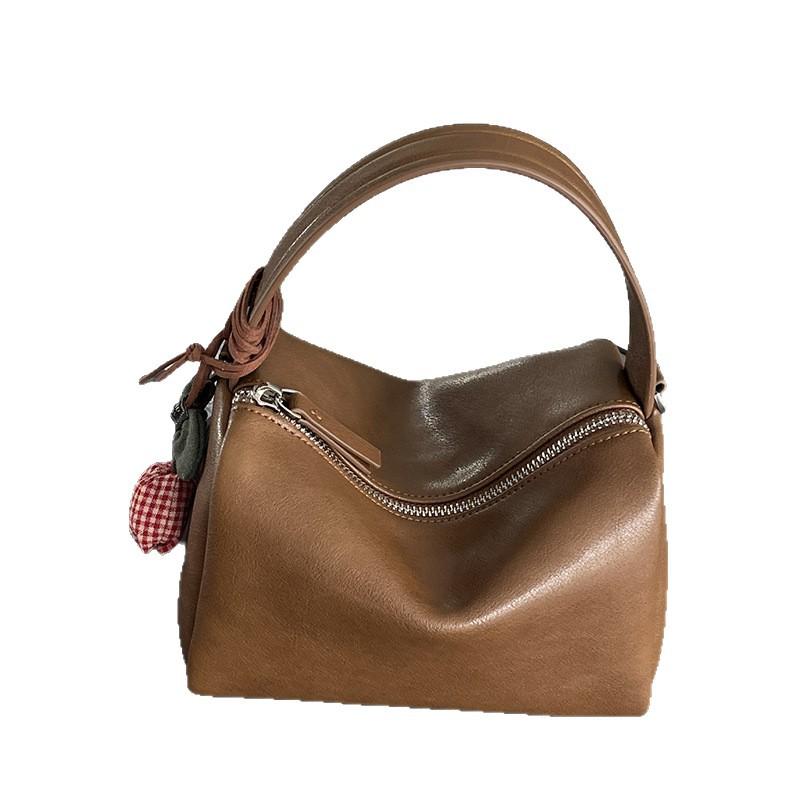 Large-capacity Genuine Leather Pillow Bag, Single-shoulder Crossbody Small Square Bag, Hand-held Lunch Box Bag