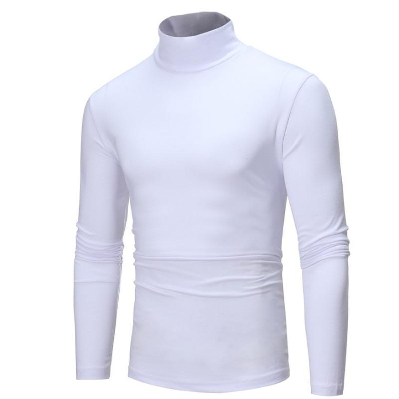 Simple Long-Sleeve Turtleneck Men's Work Long-Sleeve Top 3pcs Set, European and American Fashion Trend T-Shirt
