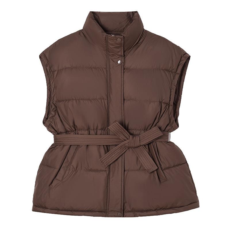 Waist-closing Cotton Jacket Vest Vest for Women In Autumn and Winter New Standing Collar Korean Style Loose Fashionable Thickened Fashionable Jacket