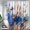 Floral Shower Curtain Spring Farmhouse Bathroom Curtain Waterproof Flowers Butterflies Leaves Bath Curtain with Hooks for Dormitory Home Shower