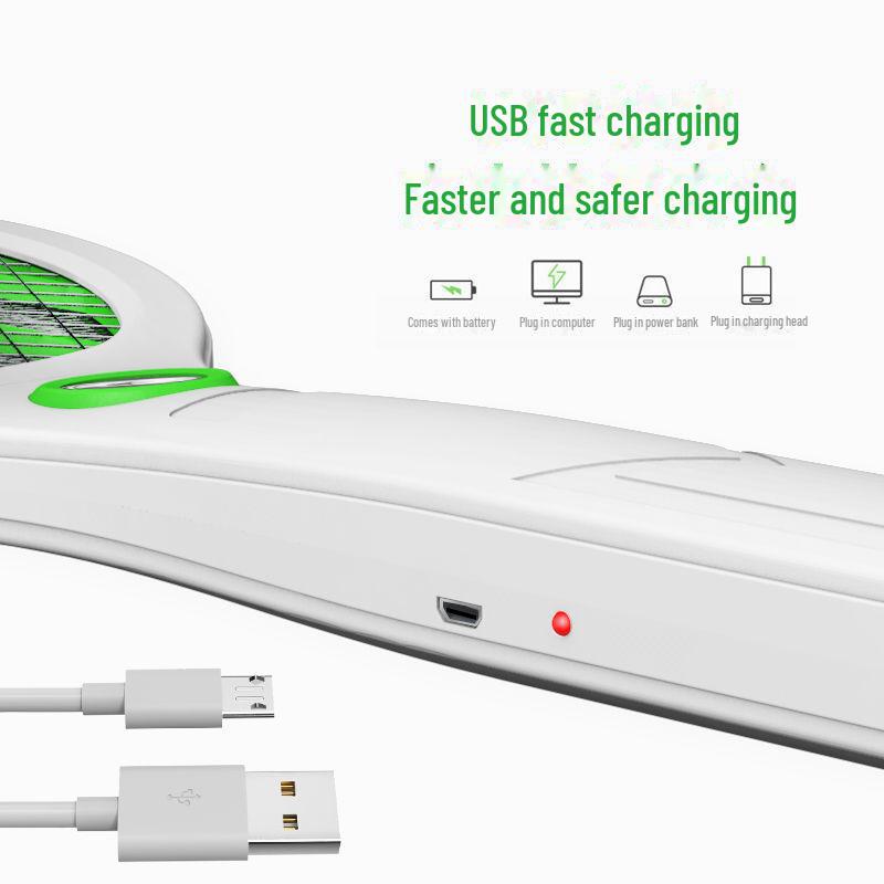 Elektrická plácačka na komáry s LED světlem dobíjená přes USB - Velká síťka a plácačka na mouchy pro domácí použití