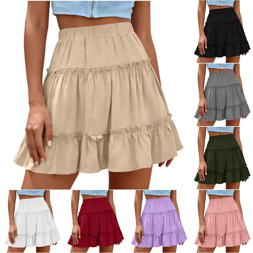Women's Summer High-Waisted Slimming And Tummy-Concealing Sweet Ruffled Skirt