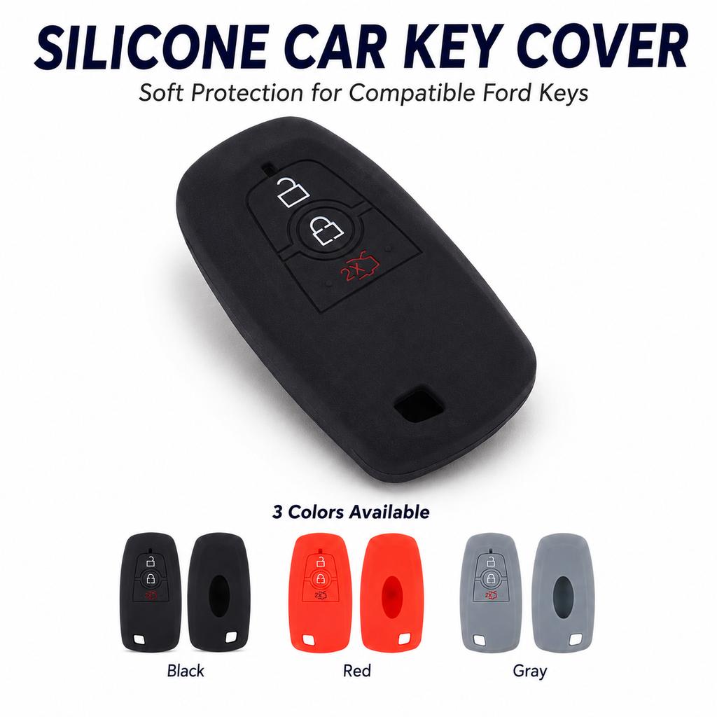 Silicone Car Key Cover for Ford 3 Button Remote Key