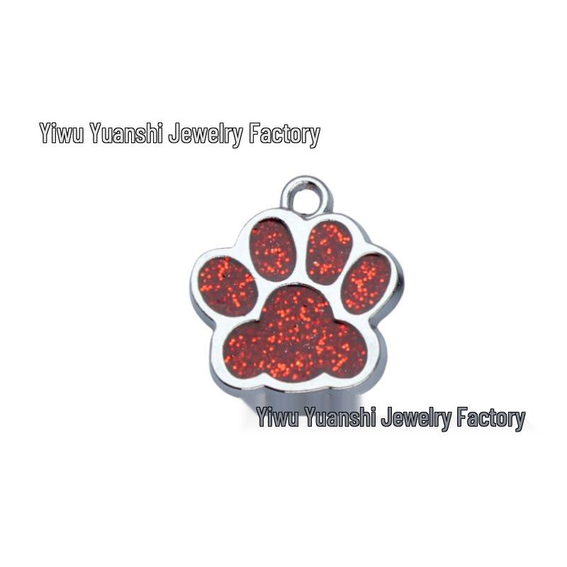 DIY Dog Paw Print Pendant: Glittery Customizable Pet Tag with Logo Printing Options
