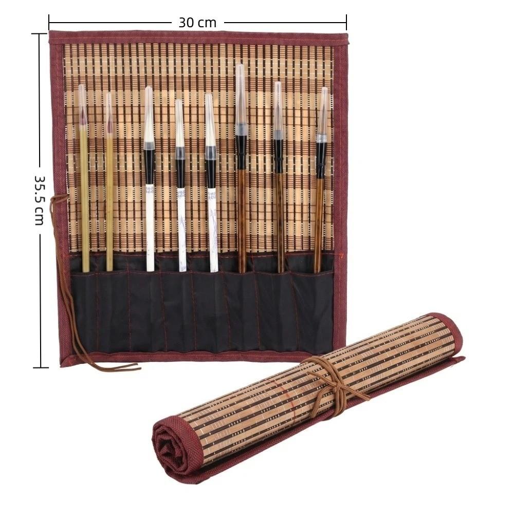 Roll Up Design Brush Rolling Bag Bamboo Material Paint Brush Holder Art Storage Bag  Artist Storage