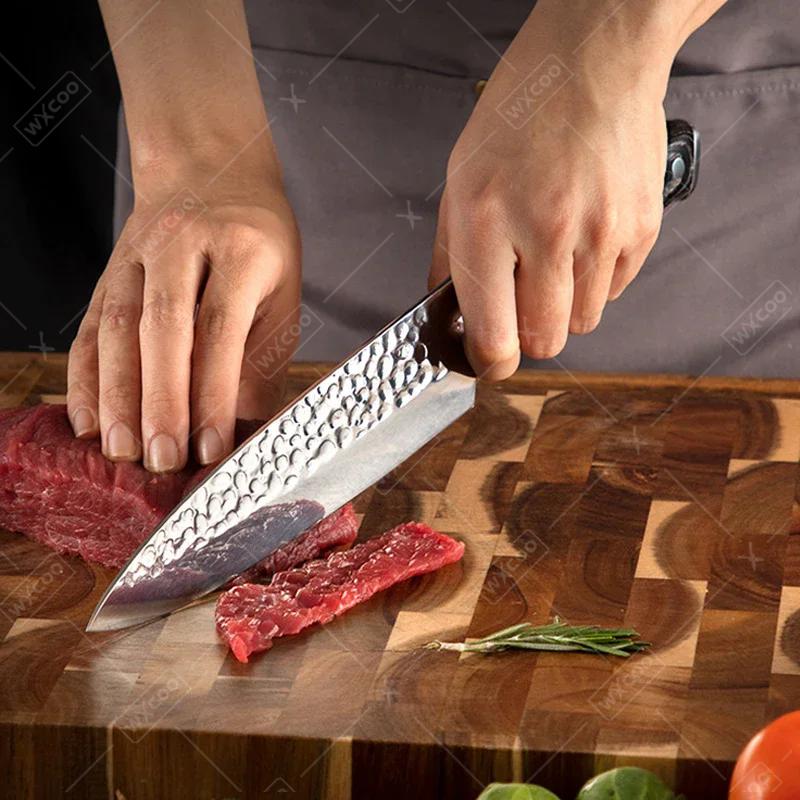 WXCOO Kitchen Knives Damascus Forged Chef Knife Butcher Cleaver Knife Meat Cleaver Fruit Slicing Knife Kitchen Accessories