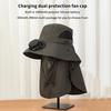 Men Fan Hat With Solar Panel Wide-Brimmed Shawl Fishing Hat Solar Usb Charging Uv-Protection Outdoor Hat