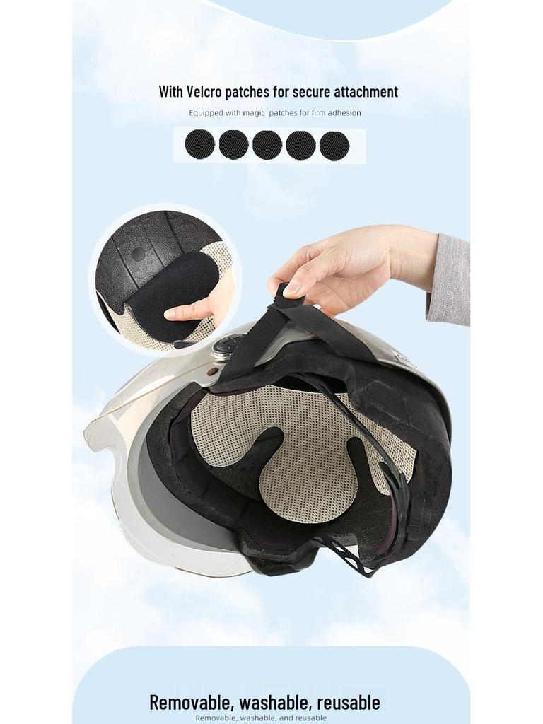 Motorcycle Helmet Liner Pad - Bio-Based Inner Cap Accessory, Universal Fit, Non-Hair Pressing.