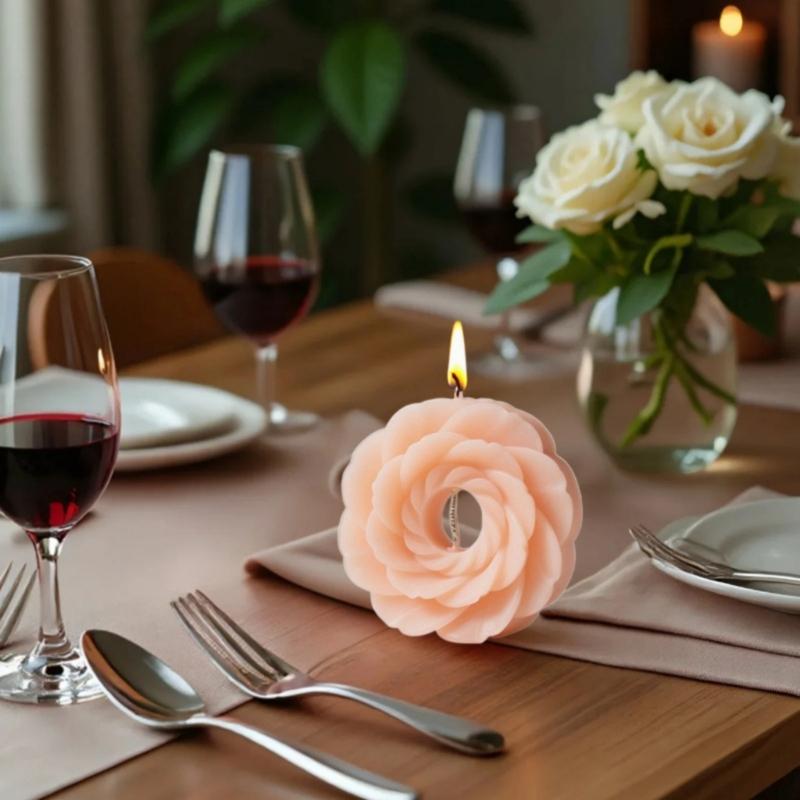 Food Grade Silicone Rings Flower Pillar Candle Mould Heat Resistant for Crafting and Home Decoration Projects