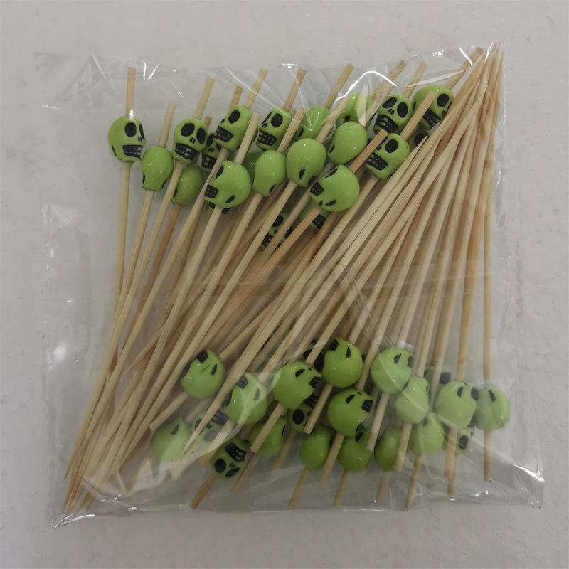 Christmas Decorations Xmas Tree Bamboo Pick Buffet Fruit Fork Party Dessert Stick Cocktail Skewer Disposable Toothpick 50Pcs