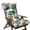 Garden Chair Pad with High Back Headrest, Tufted Outdoor Form and Seat Anchors 125 x 55 cm for Porch Use Daily