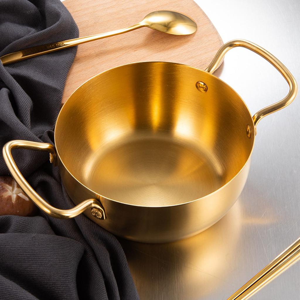 Korea Ramen Pot Stainless Steel Double Handle Fast Heating Ramen Noodle Cooking Pot for Induction Cooker