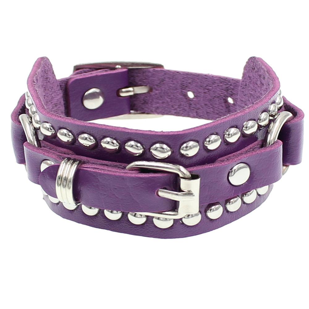 DIEZI 8 Colors Hip Hop Men Spiked Wrap Bracelet Bangle For Women Vintage Punk Cosplay Black PU Leather Wrap Bracelet New Jewelry