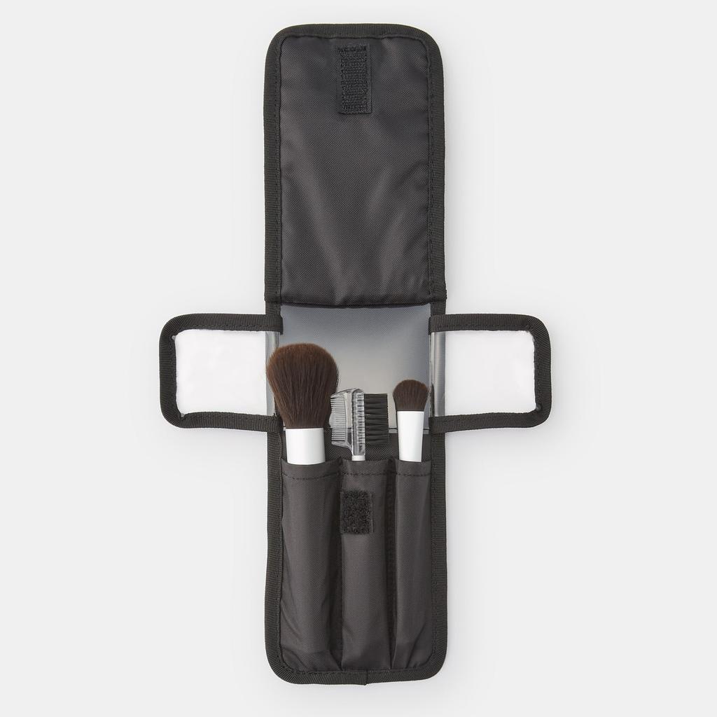 MUJI Nylon Makeup Brush x x 83525446 Pouch, Black, Approx. 8.5 0.5 19cm,