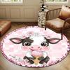 Cow Print Round Carpet - Cow Cow Skin Rug Suitable for Bedroom, Living Room - Soft Non-Slip Small Round Mat for Room,, Farmhouse Decor