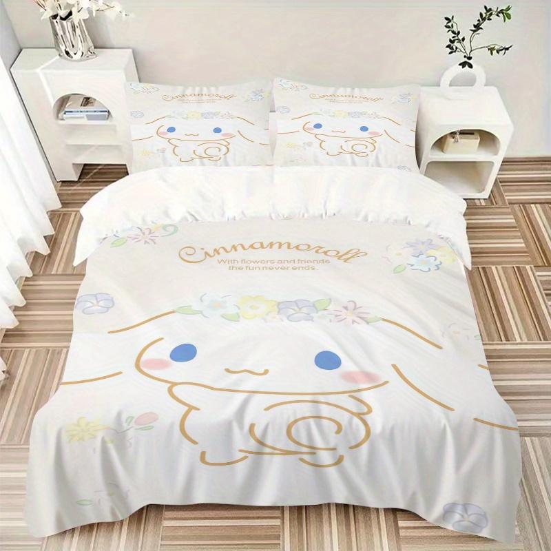 3pcs Sanrio Sweet Cinnamoroll Bedding Set - Includes Quilt Cover and Pillowcases, Suitable for All Seasons, Machine Washable - Ideal Gift Fo