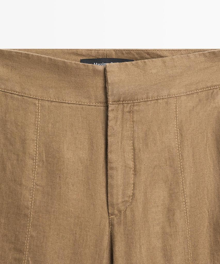 Masimodutti 100% Linen Kick Flare Fit Pants