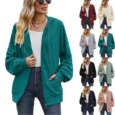 Frühling und Herbst Neue frauen Feste Lose Mit Kapuze Pullover Lässige frauen Gestrickte Mantel