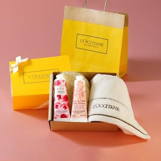 LOCCITANE Floral Hand Cream (Rose Cherry) 30mL x 2 Bottles Towel Gift Set Paper Bag