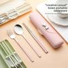 Set de 3 pièces Ustensiles de table pratiques d'extérieur Cuillère, fourchette, baguettes en acier inoxydable Set de vaisselle de voyage pour étudiants