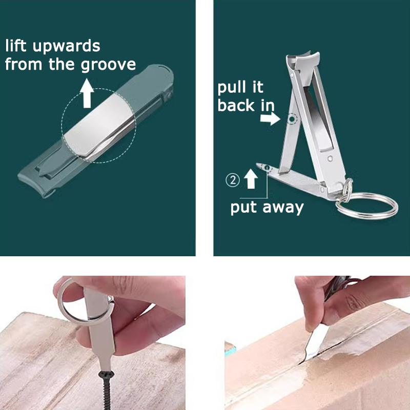 WTEMPO Tragbarer Faltbarer Nagelknipser Schlüsselanhänger Edelstahl Nagelknipser mit Ring Kreatives DIY Weihnachtsgeschenk Türschlüssel Autoschlüssel Deko Anhänger