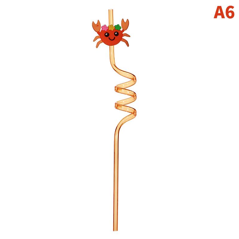 Summer Cartoon Creative Plastic Straw Marine Animal Curved Straw Kids