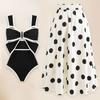 Women's Fashion Bowknot Round Skirt One-piece Conservative Belly Covering Sexy Skirt Beach Dress Swimsuit