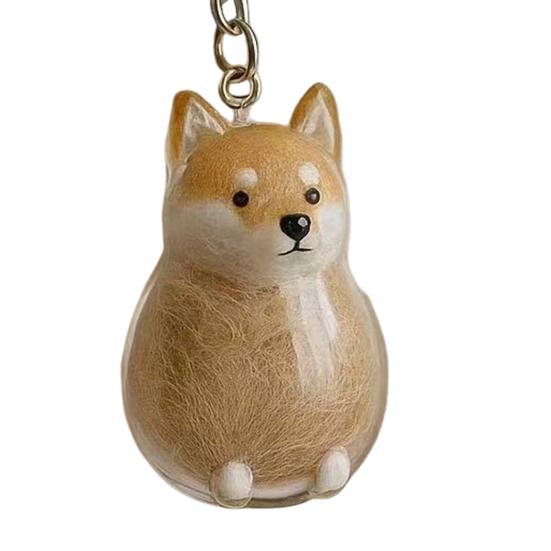 Dog Hair Collector Keychain Dog Shape Charm Keychain Memorial Storage Box Transparent Pet Fur Keepsake Capsule Memorial Gift for Pet Lovers