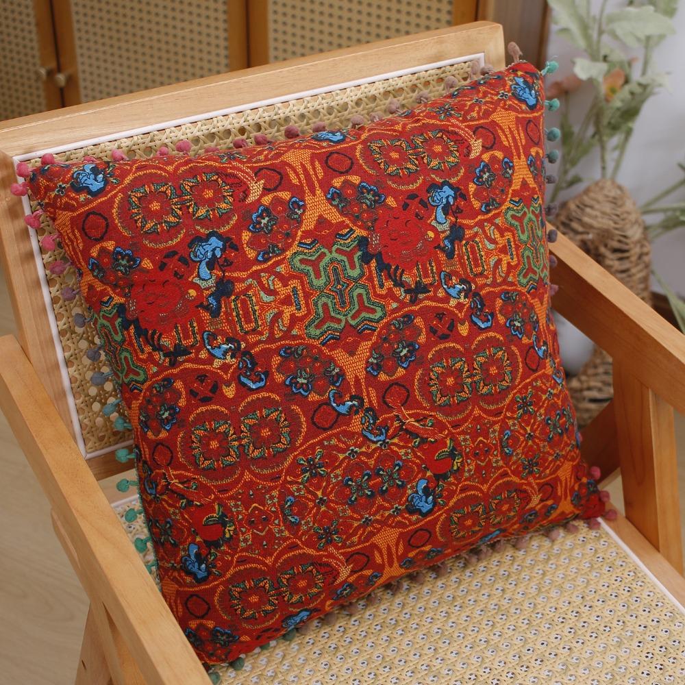 

Retro Bohemian Pillow Cushion Super Soft Decorative Printing Ethnic Style Cushion Wear-resistant with Tassel Sofa Cushion