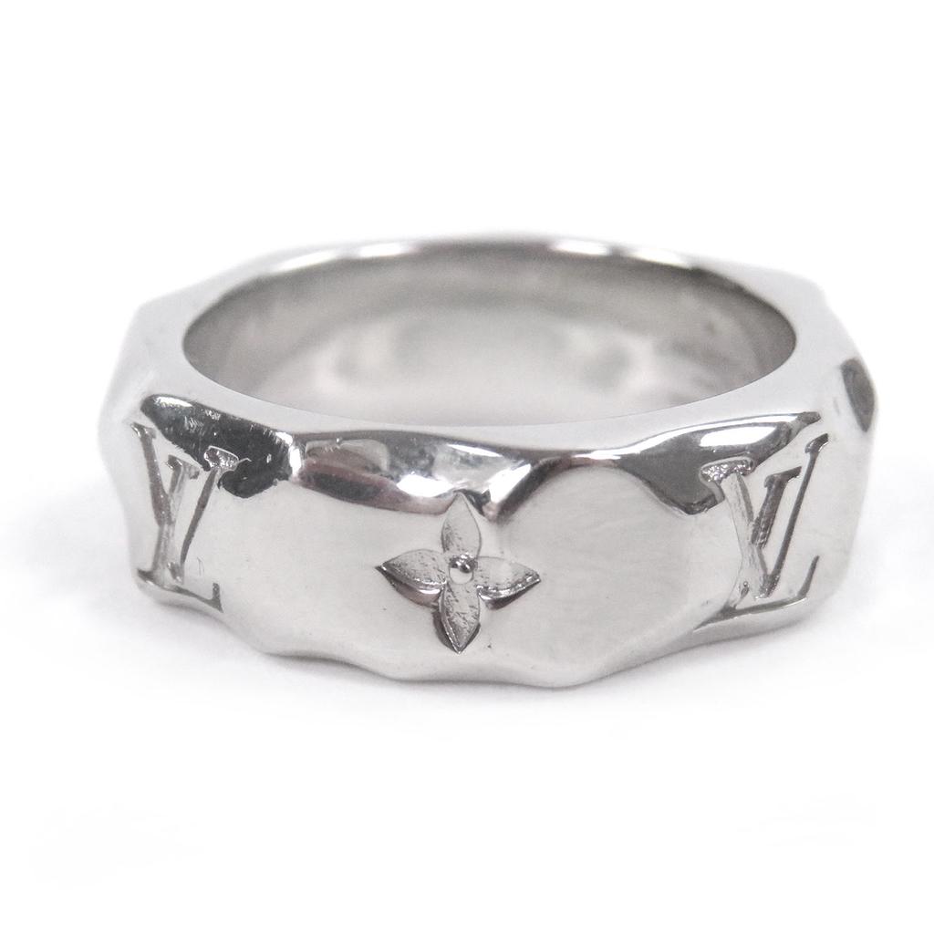 Great LOUIS VUITTON Ring Berg Monogram Curved Ring Silver mens M M00334 Used