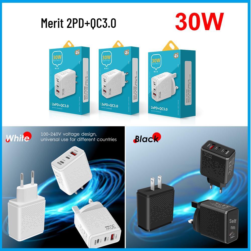 30W Dual-Port Fast Charger Type-C & USB (EU/US)