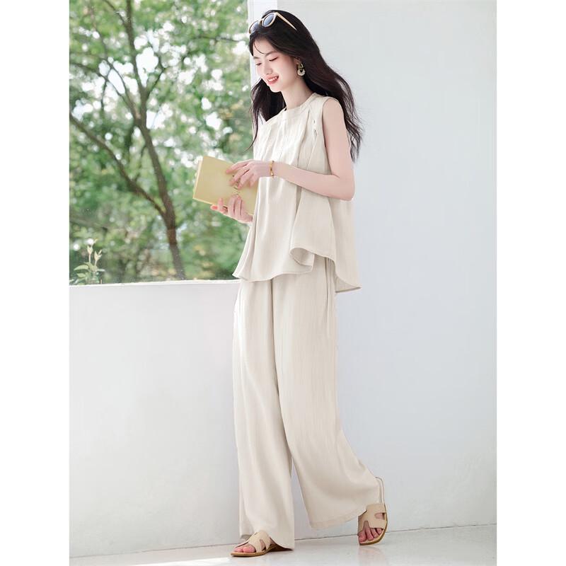 Women's Relaxed Fit Sleeveless Wide-Leg Pants Set
