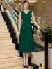 Hepburn Style Black Lace Patchwork V-neck Sleeveless Vest Dress, Slimming Backless Design for Women, Autumn/Winter 2025 Collection