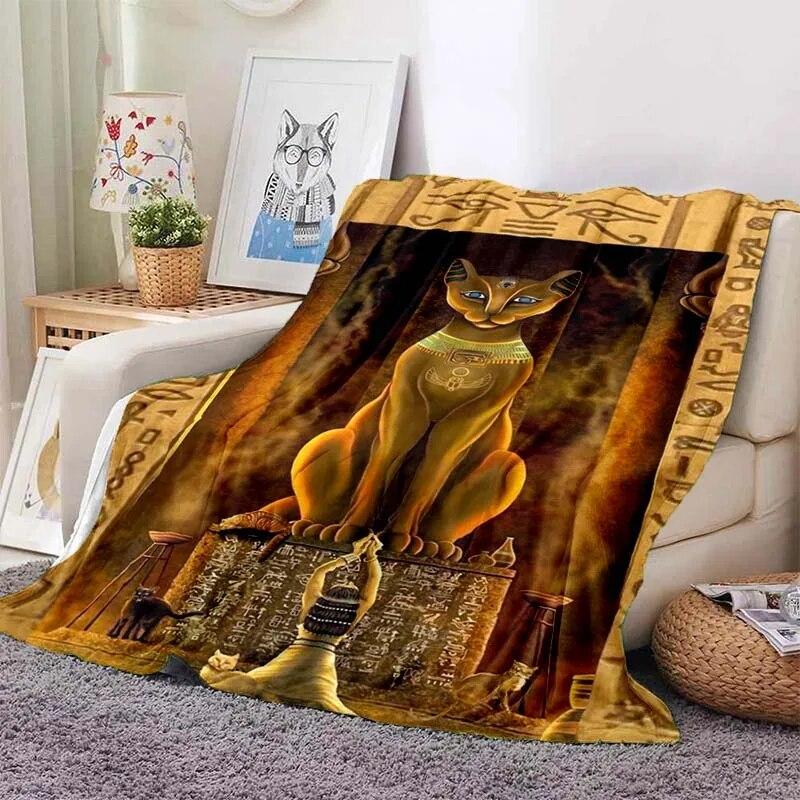 

Одеяло с принтом древнеегипетских элементов, для дивана, дивана, офисной кровати, кемпинга, универсальное подарочное одеяло на все времена года, прозрачное 30x40in