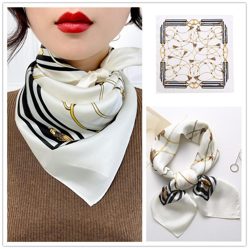New Women Silk Printed Design Scarf For Women Fashion Neck Tie Hand Bag Foulard Wrist Kerchief Shawl Wraps Hajib Silk Scarves