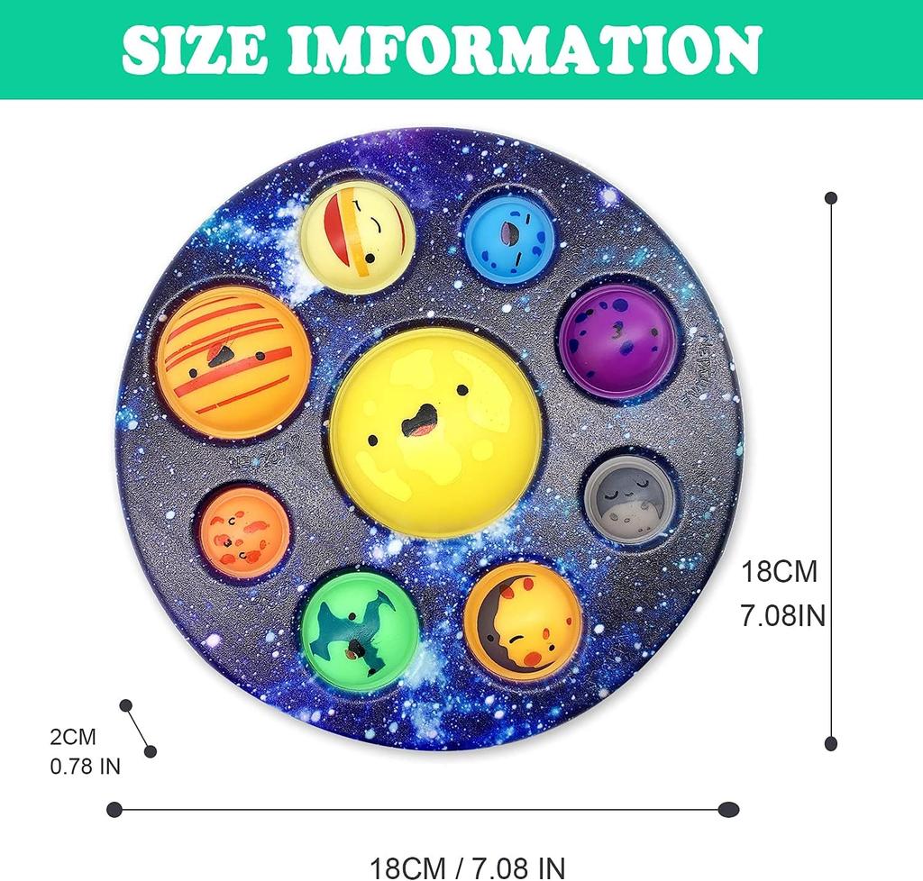 Eight Planet Cave Bubble Push Sensory Fidget Toy, Galaxy Cave Digits,Autistic Simple Sensory Anxiety Relief Big Cave,Bubble Early Education Tools Toys