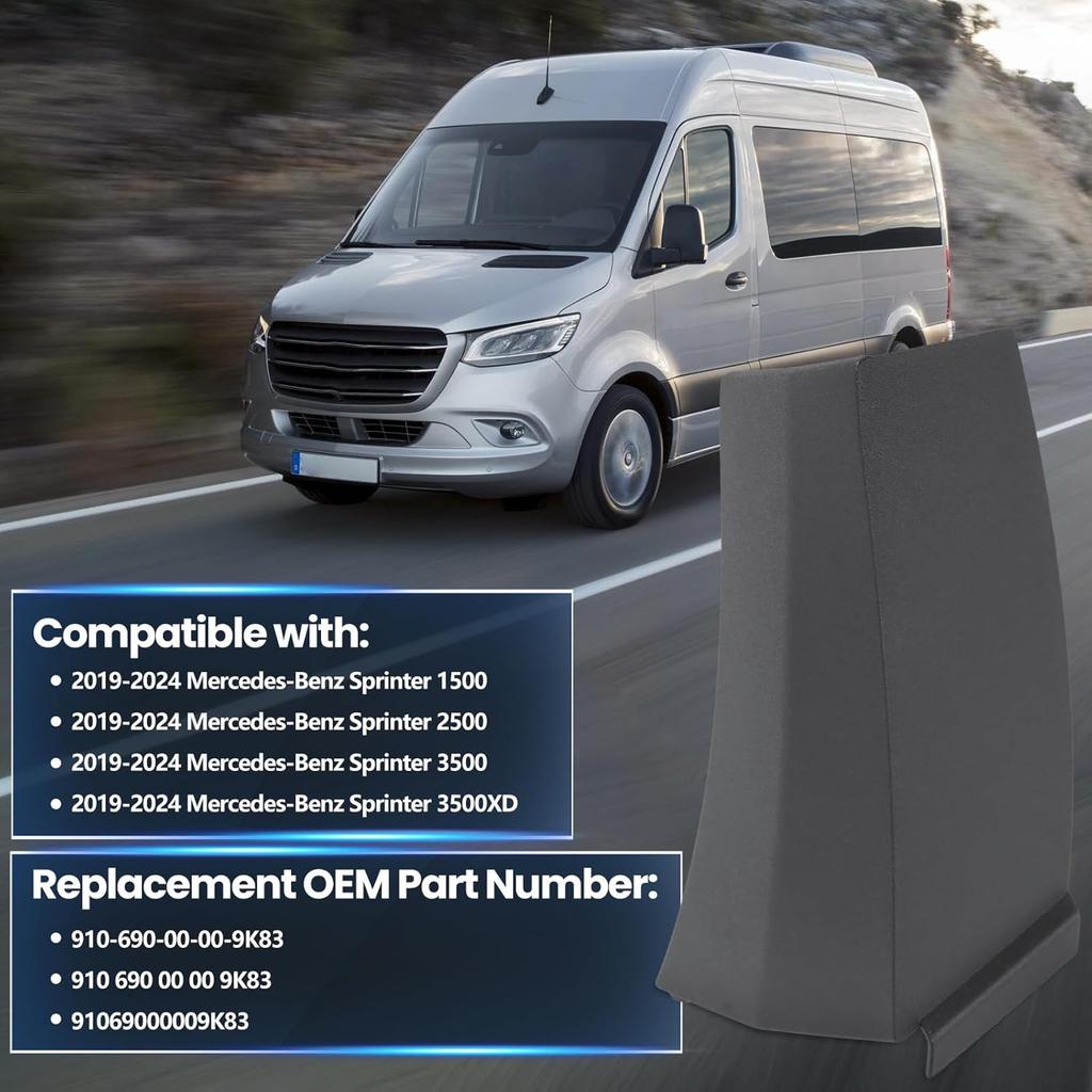 Front Right Passenger Side Trim Molding Cover Fit for 2019-2024 MB Sprinter 1500 2500 3500 3500XD, Fender Flare Replace OE 910-690-01-00-9K83, 910