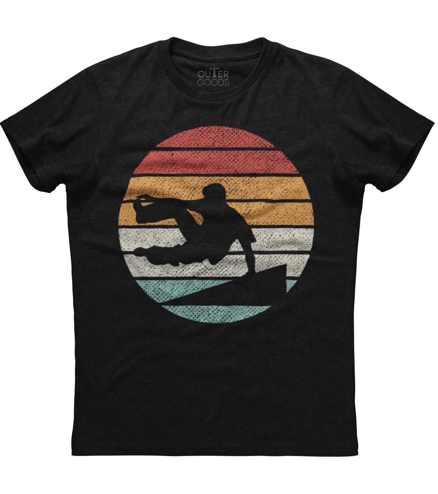 Parkour Shirt Retro Vintage 70s Mens Short Sleeve New Cotton Black T-shirt L