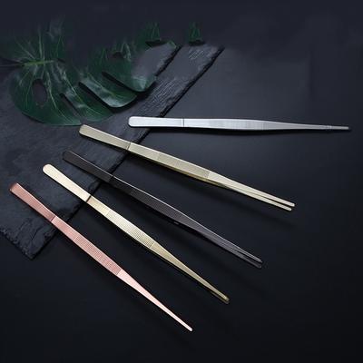 Stainless Steel Kitchen & Bar Tweezer Food Tongs Kitchen Cooking Medical Tweezer Copper/Gold/Black Plated