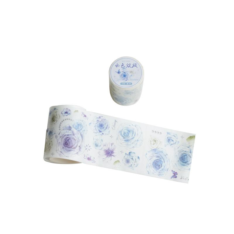 1 Roll 6x200cm Watercolor Floral Washi Tape Stickers, Fresh Hand-Painted Flower Journal Decor, Diary Collage DIY Material