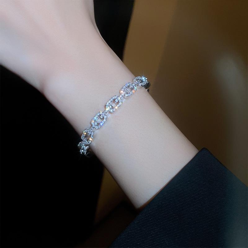 High-End Luxury Zircon Diamond Flower Geometric Bracelet for Women