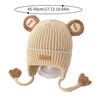 Winter Ear Protection Cap Warm hicken Knitted Cute Bear  Kids Anti-cold Cotton Lining Lacing Infant Toddler Beanie Cap