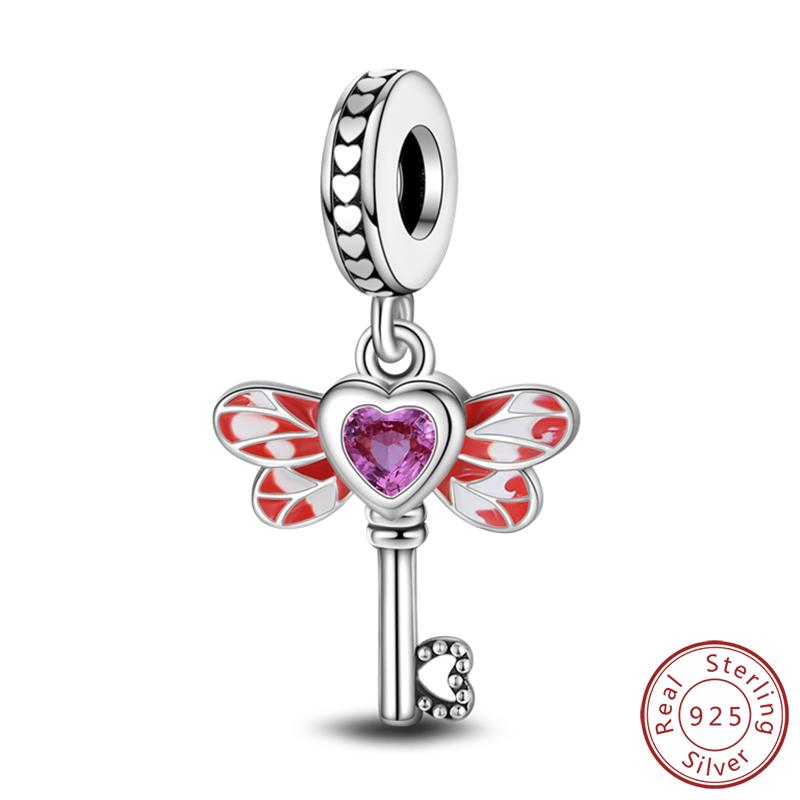 Elegant S925 Silver Butterfly & Dragonfly Multicolor Charms Beads Pendant 3mm DIY Fine Jewelry Making Accessories Gifts